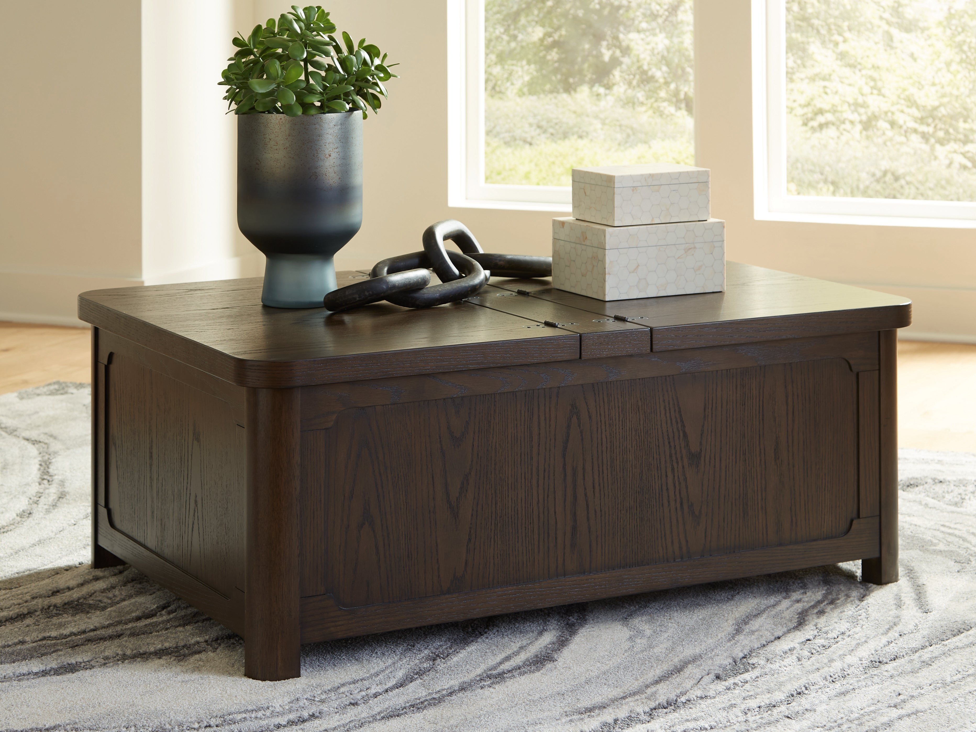 Orleans Furniture - Ashley Furniture - Breckington Coffee Table With Storage - Cocktail Table with Storage / Dark Brown - T678-20
