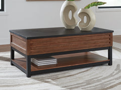 Orleans Furniture - Ashley Furniture - Kallari Lift-Top Coffee Table - Lift Top Cocktail Table / Warm Brown/Black - T737-9