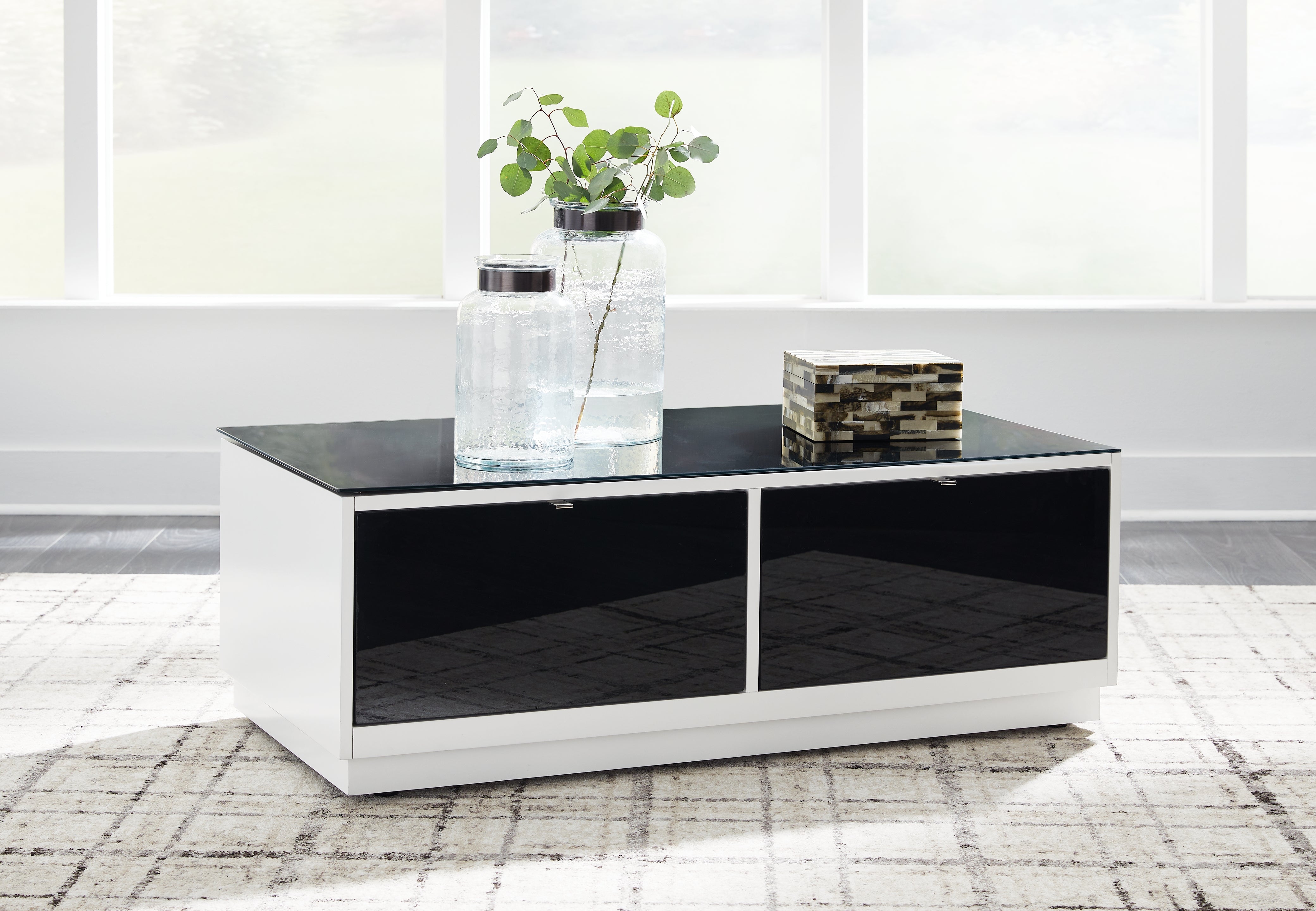 Orleans Furniture - Ashley Furniture - Gardoni Coffee Table - Rectangular Cocktail Table / White/Black - T756-1