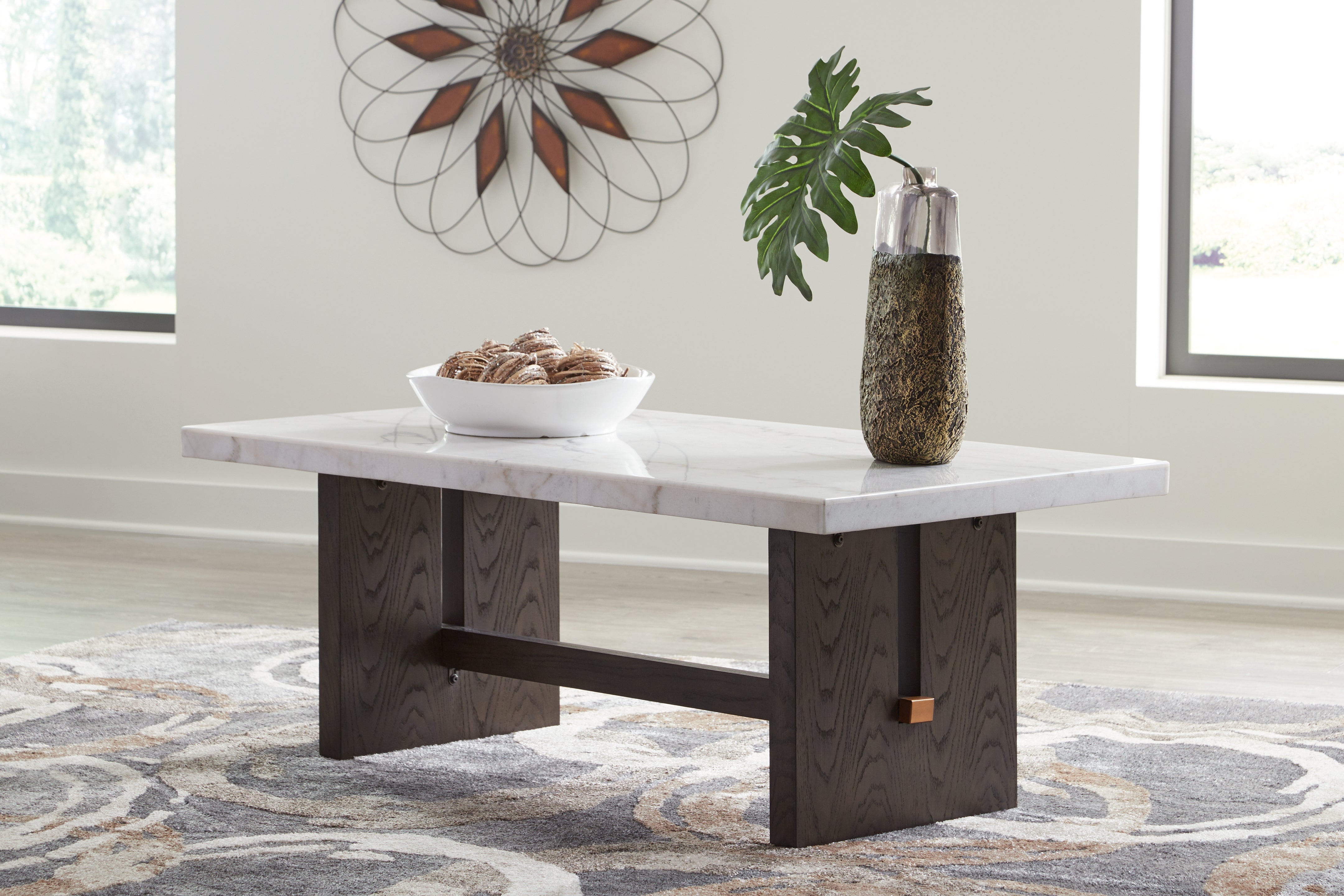 Orleans Furniture - Ashley Furniture - Burkhaus Coffee Table - Rectangular Cocktail Table / White/Dark Brown - T779-1