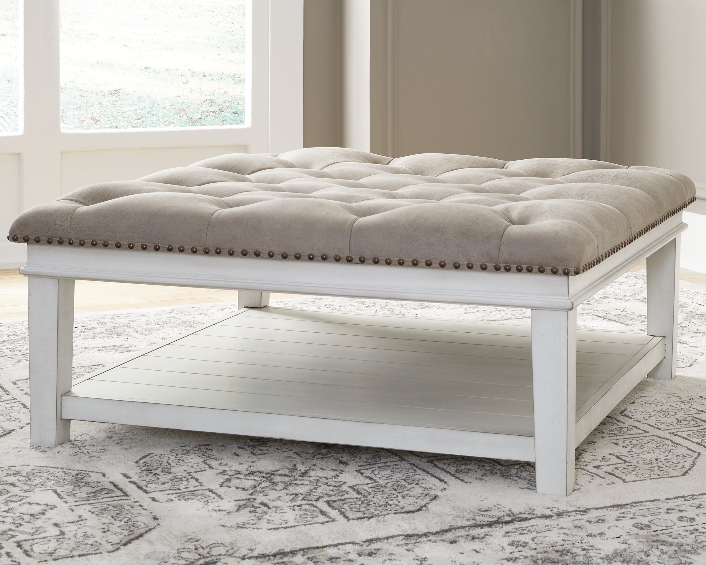 Orleans Furniture - Ashley Furniture - Kanwyn Upholstered Ottoman Coffee Table - UPH Ottoman Cocktail Table / Whitewash - T937-21