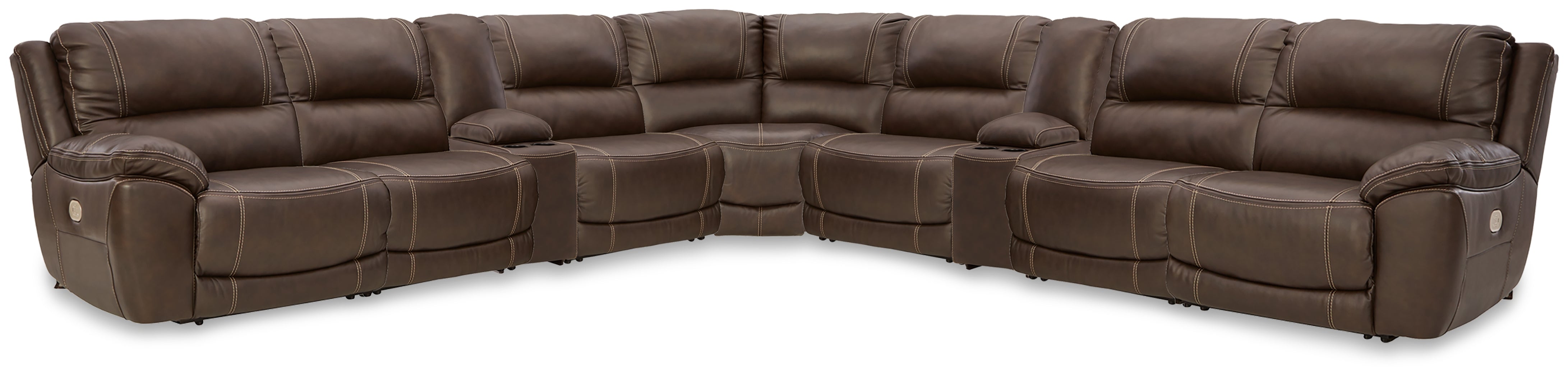 Orleans Furniture - Ashley Furniture - Dunleith 9-Piece Power Reclining Sectional - 9-piece Power Reclining Sectional / Chocolate - U71604S10
