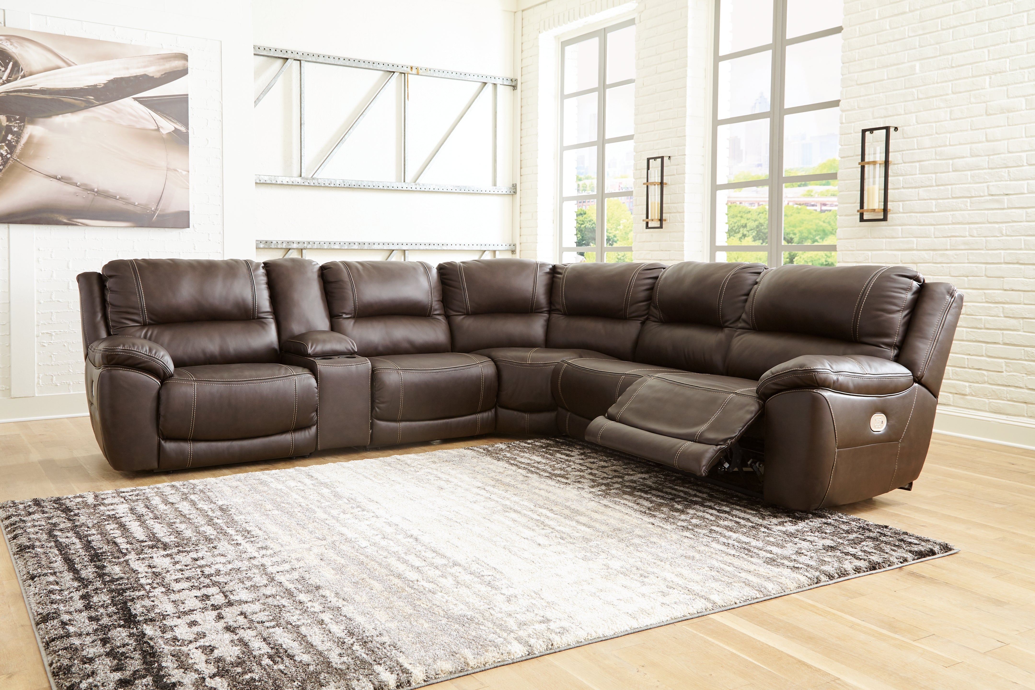 Orleans Furniture - Ashley Furniture - Dunleith Sectional - 7-Piece Power Reclining Sectional / Chocolate - U71604S7