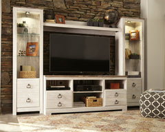 Orleans Furniture - Ashley Furniture - Willowton Entertainment Center - 4-Piece Entertainment Center / Whitewash - W267W3