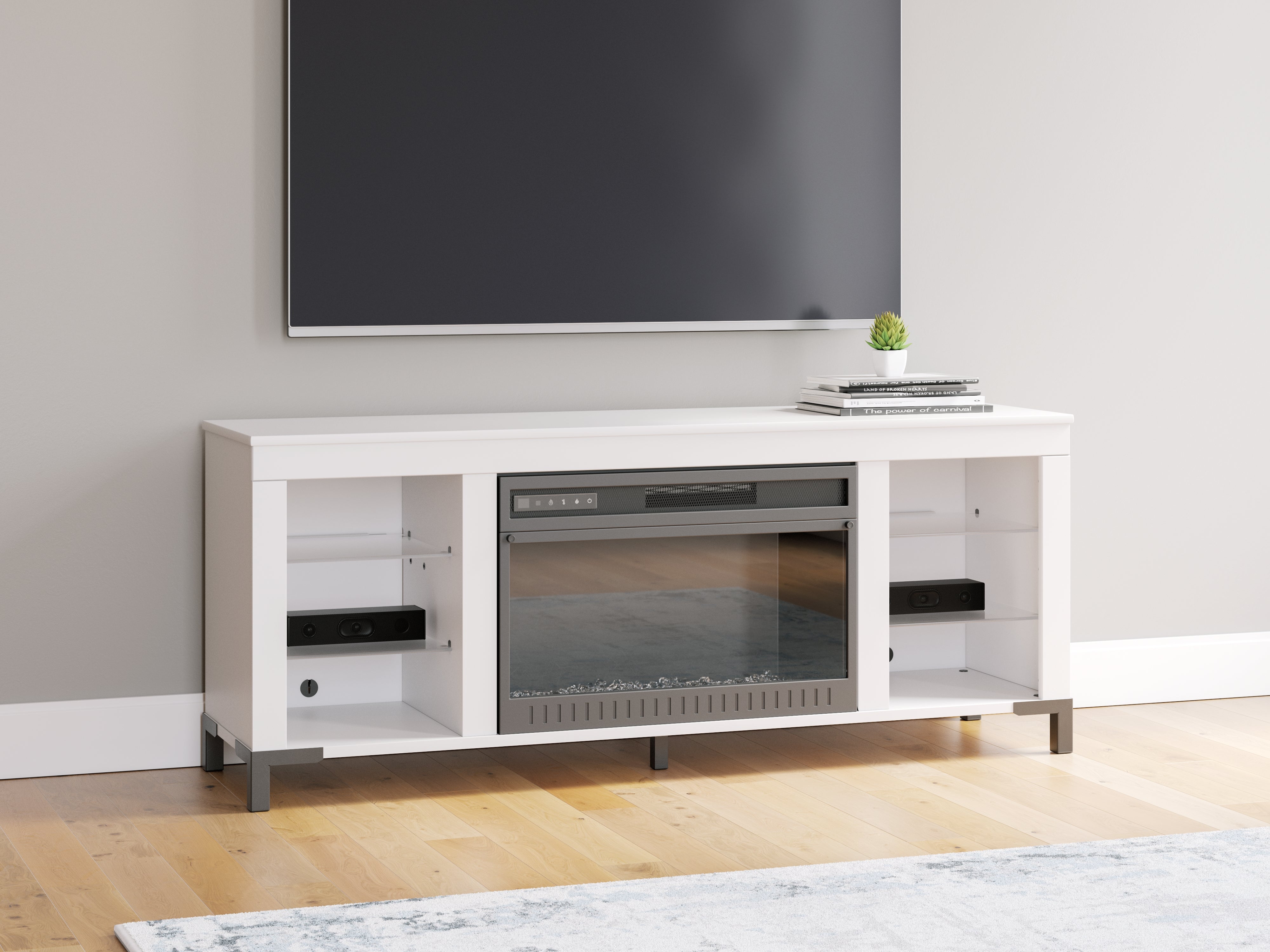 Orleans Furniture - Ashley Furniture - Brollevi TV Stand - 60" with Electric Fireplace / White - W2722-168