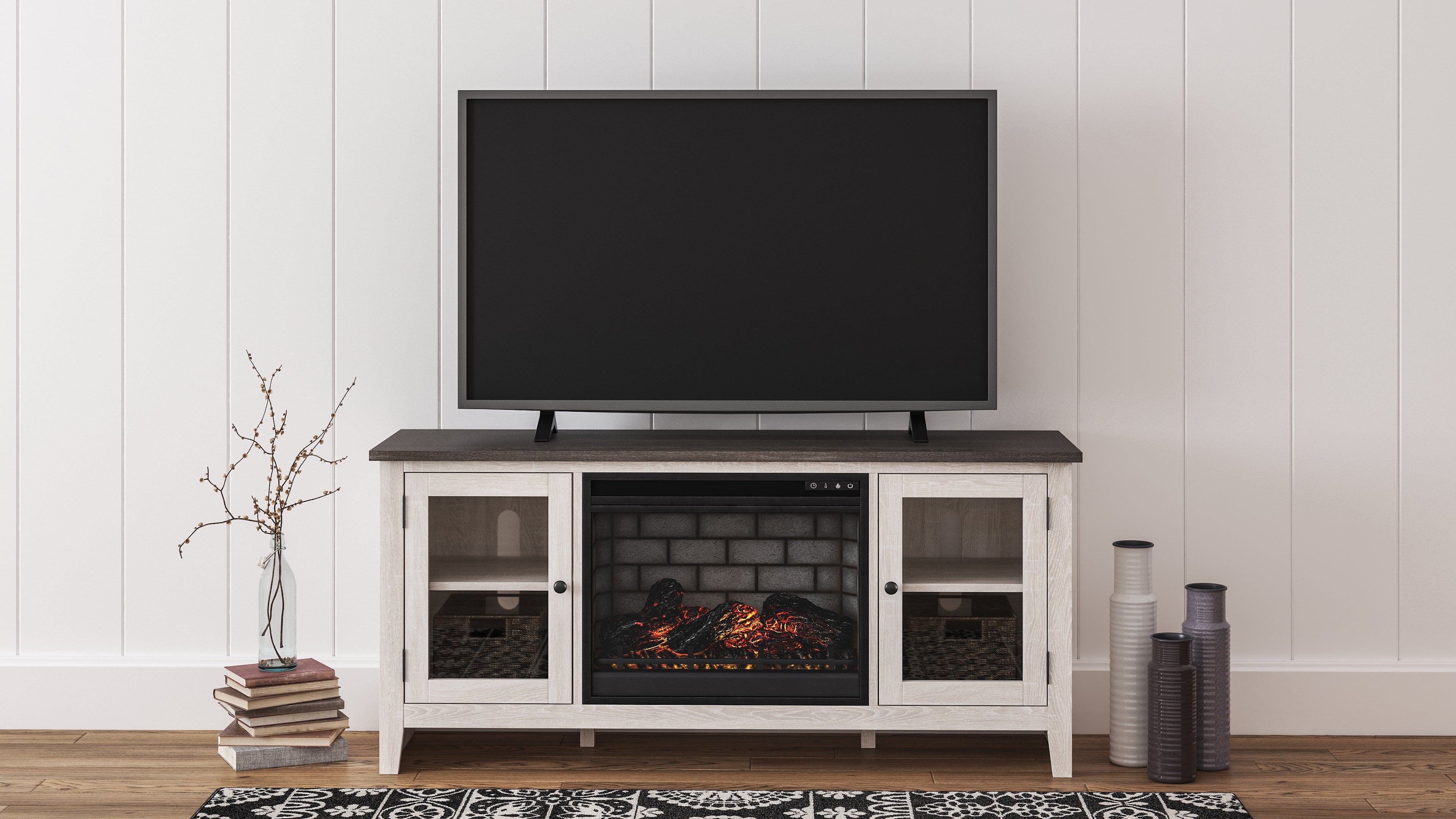 Orleans Furniture - Ashley Furniture - Dorrinson 60" TV Stand with Electric Fireplace - 60" TV Stand with Electric Fireplace / Two-tone - W287W3