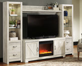 Orleans Furniture - Ashley Furniture - Bellaby 4-Piece Entertainment Center with Fireplace - 4-Piece Entertainment Center with Fireplace / Whitewash - W331W5