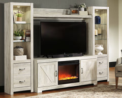 Orleans Furniture - Ashley Furniture - Bellaby 4-Piece Entertainment Center with Fireplace - 4-Piece Entertainment Center with Fireplace / Whitewash - W331W5