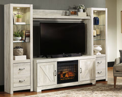 Orleans Furniture - Ashley Furniture - Bellaby 4-Piece Entertainment Center with Electric Fireplace - 4-Piece Entertainment Center with Electric Fireplace / Whitewash - W331W8