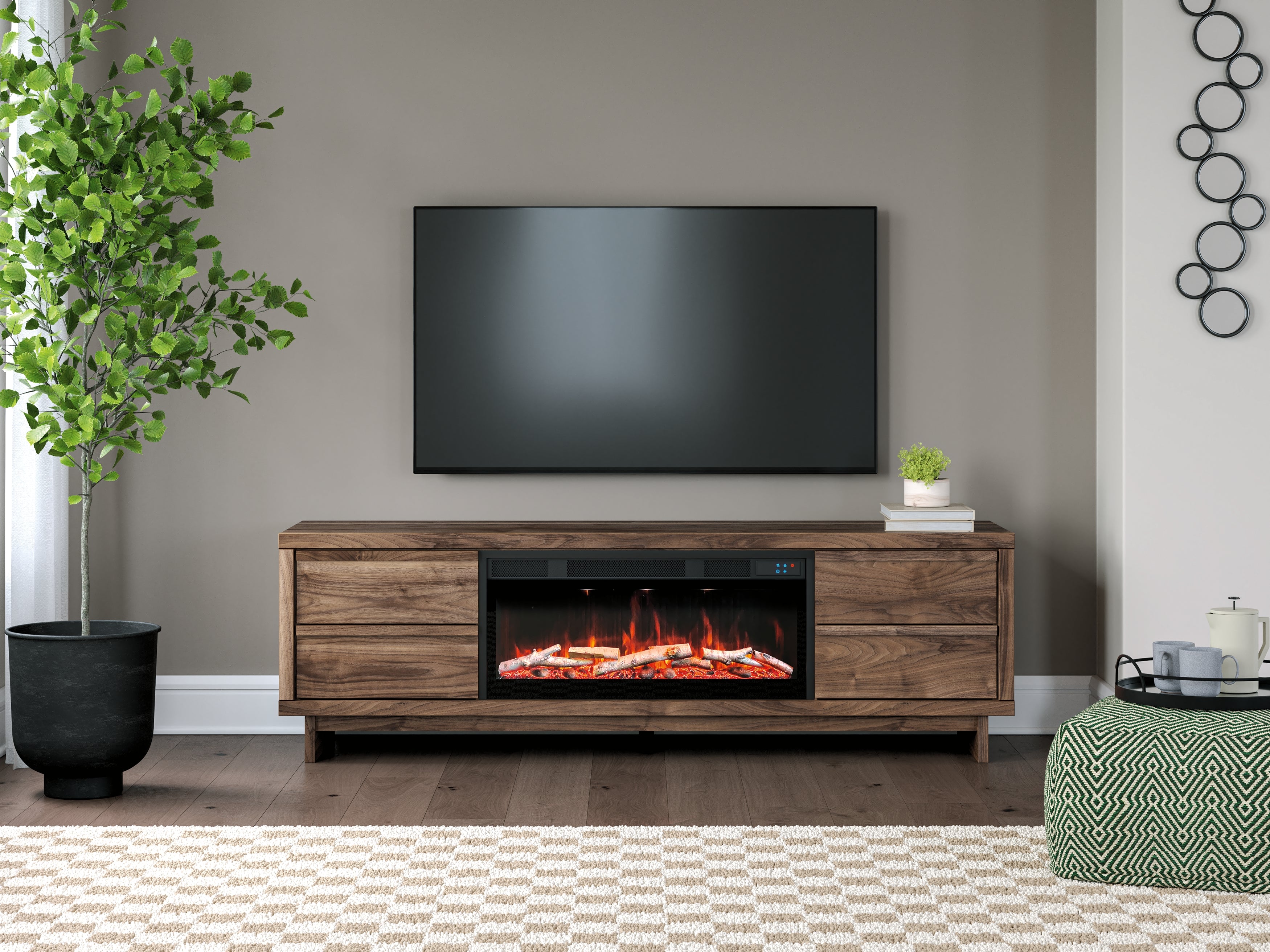 Orleans Furniture - Ashley Furniture - Zadilyn 72" TV Stand with Electric Fireplace - 72" TV Stand with Electric Fireplace / Brown - W3367W1