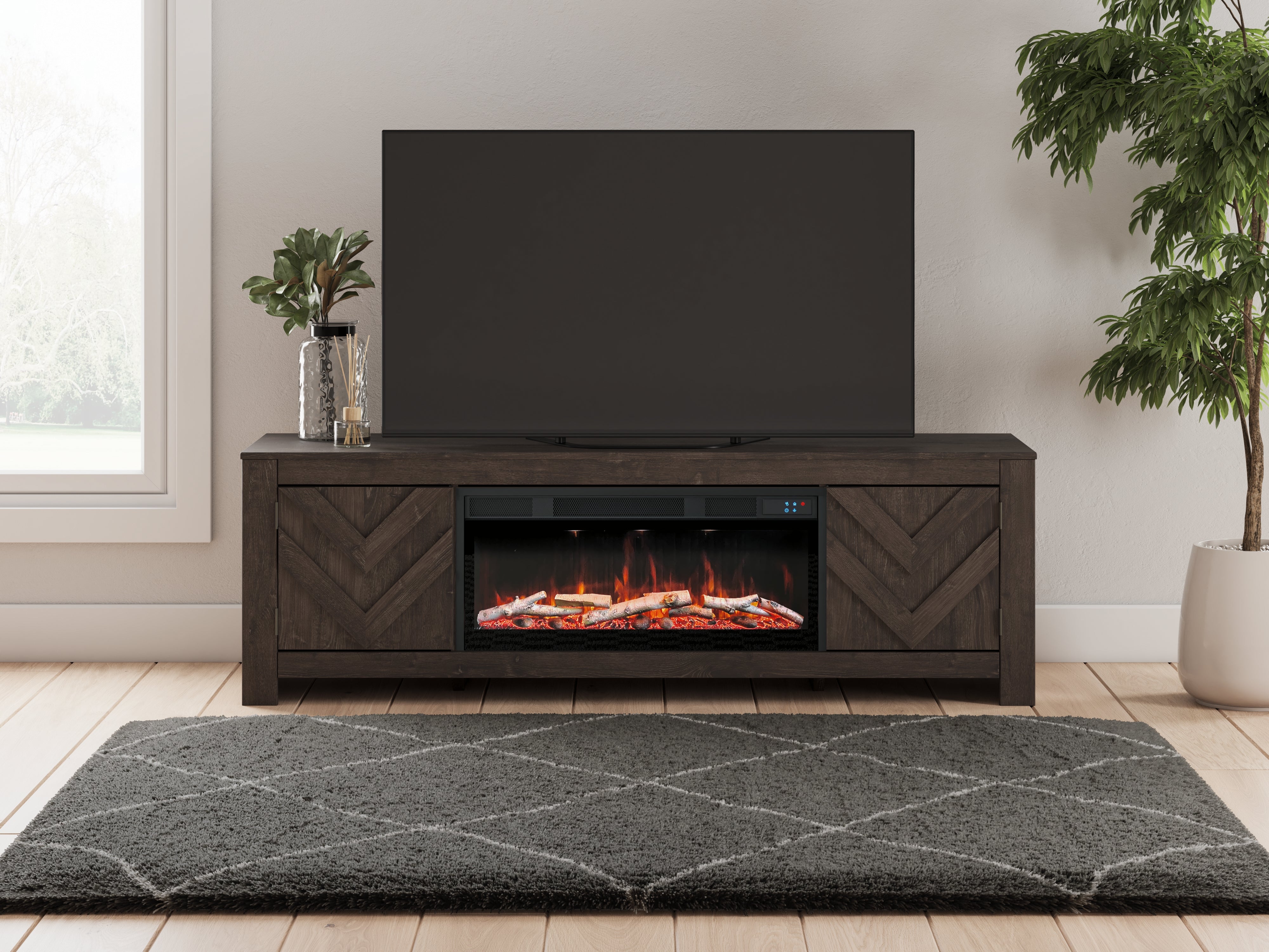 Orleans Furniture - Ashley Furniture - Cayboni 71" TV Stand with Electric Fireplace - 71" TV Stand with Electric Fireplace / Black - W3789W1