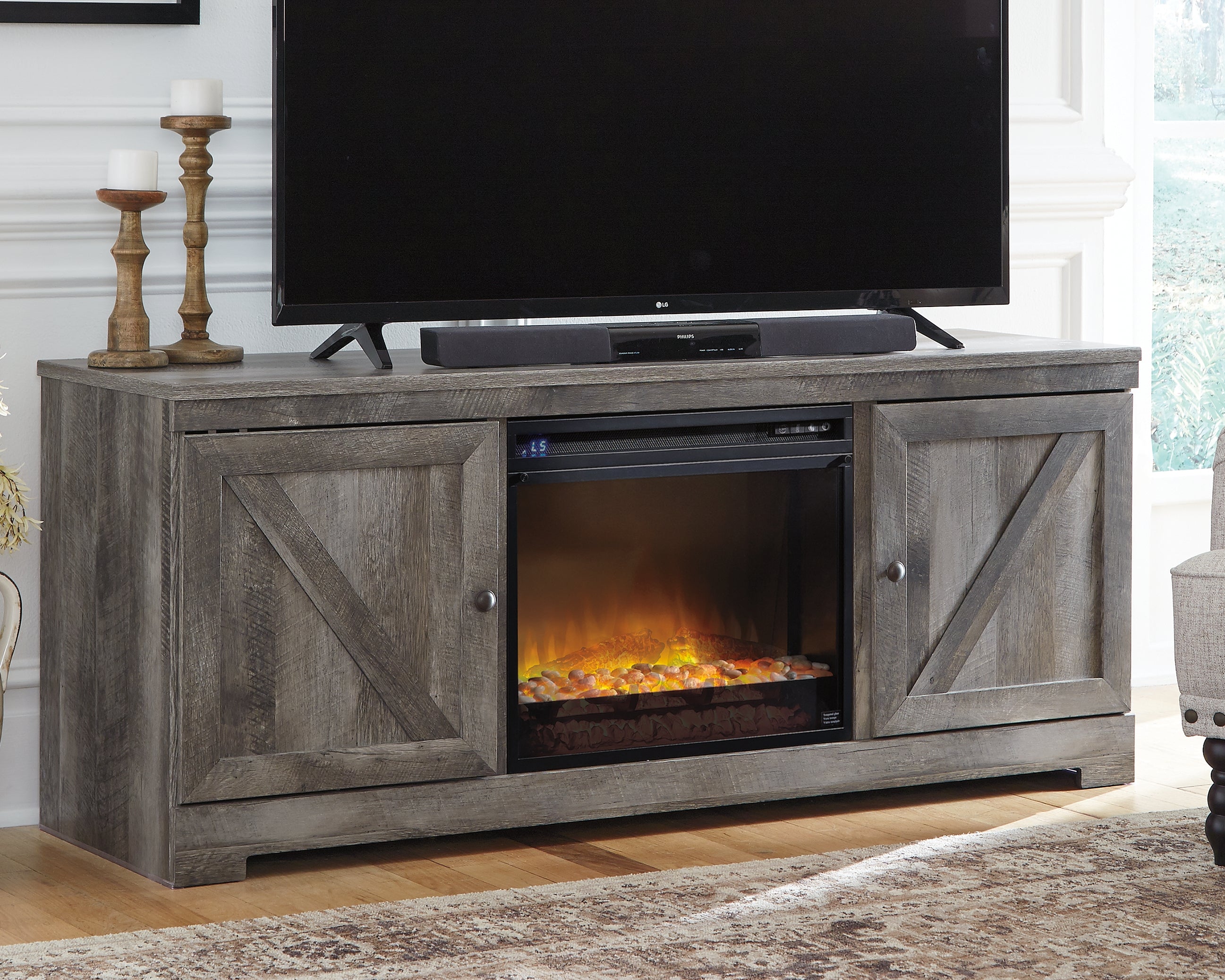 Orleans Furniture - Ashley Furniture - Wynnlow 63" TV Stand with Electric Fireplace - 63" TV Stand with Electric Fireplace / Gray - W440W4