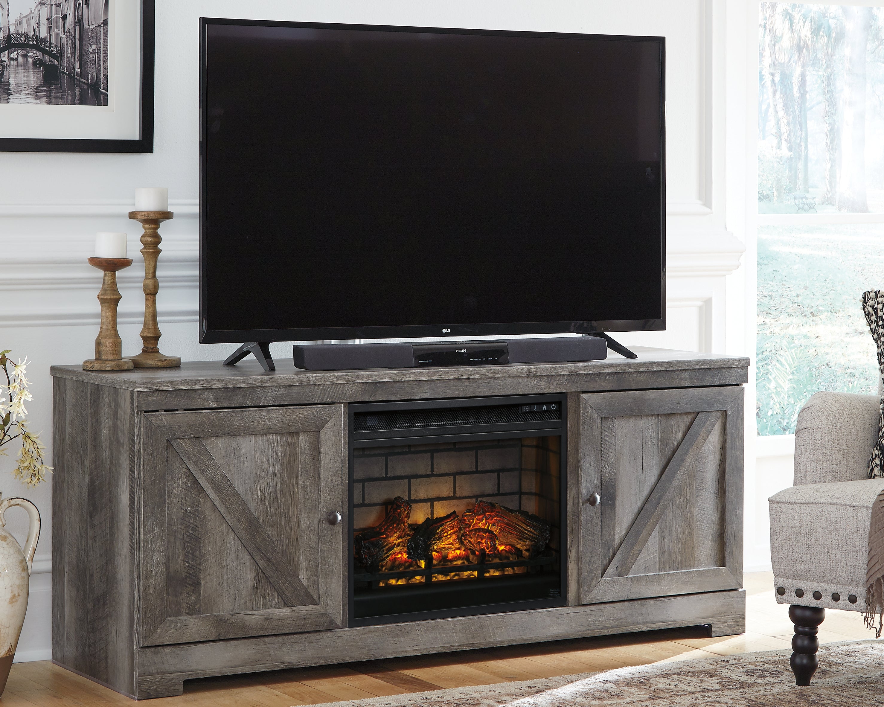 Orleans Furniture - Ashley Furniture - Wynnlow 63" TV Stand with Electric Fireplace - 63" TV Stand with Electric Fireplace / Gray - W440W9