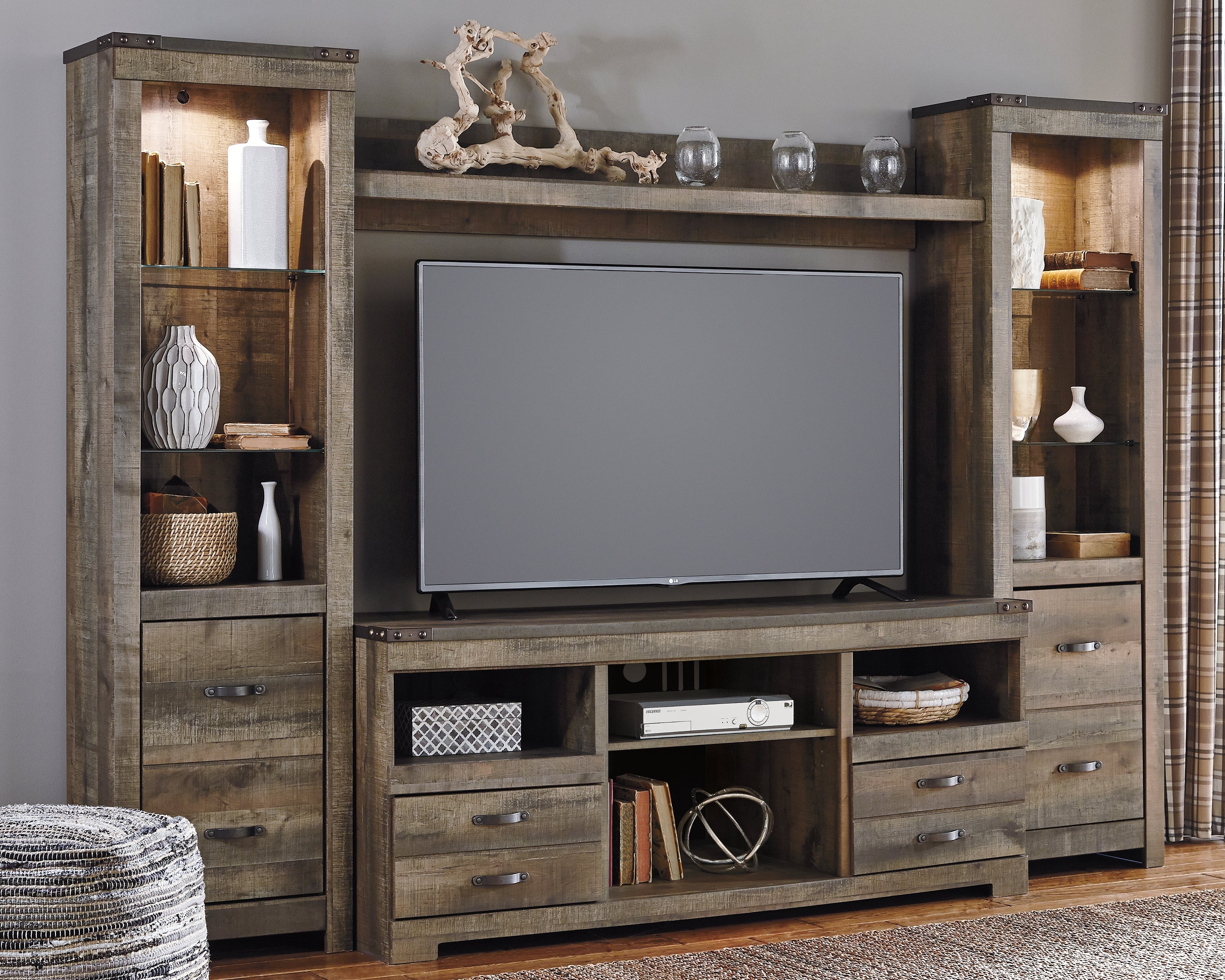 Orleans Furniture - Ashley Furniture - Trinell Entertainment Center - Pier / Brown - W446-24