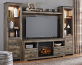 Orleans Furniture - Ashley Furniture - Trinell 4-Piece Entertainment Center with Electric Fireplace - 4-Piece Entertainment Center with Electric Fireplace / Brown - W446W8