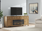 Orleans Furniture - Ashley Furniture - Sharlance 81" TV Stand with Electric Fireplace - 81" TV Stand with Electric Fireplace / Light Brown - W655W1