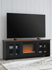 Orleans Furniture - Ashley Furniture - Wildenauer 76" TV Stand with Electric Fireplace - 76" TV Stand with Electric Fireplace / Brown/Black - W664W2