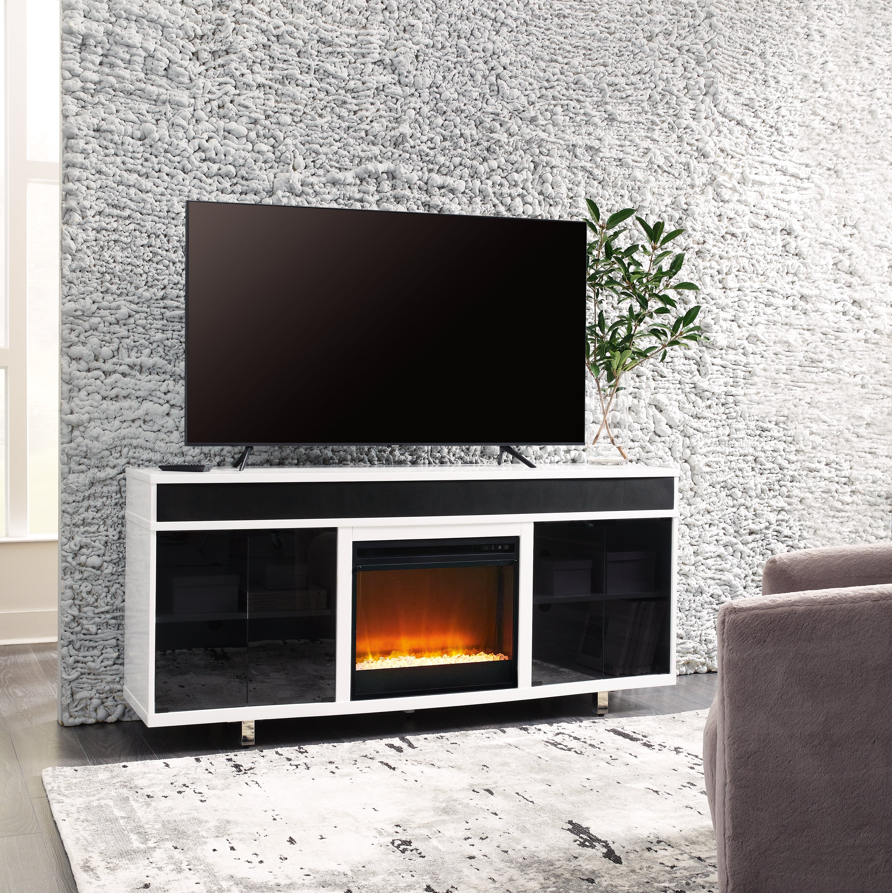 Orleans Furniture - Ashley Furniture - Gardoni 72" TV Stand with Electric Fireplace - 72" TV Stand with Electric Fireplace / White/Black - W756W1