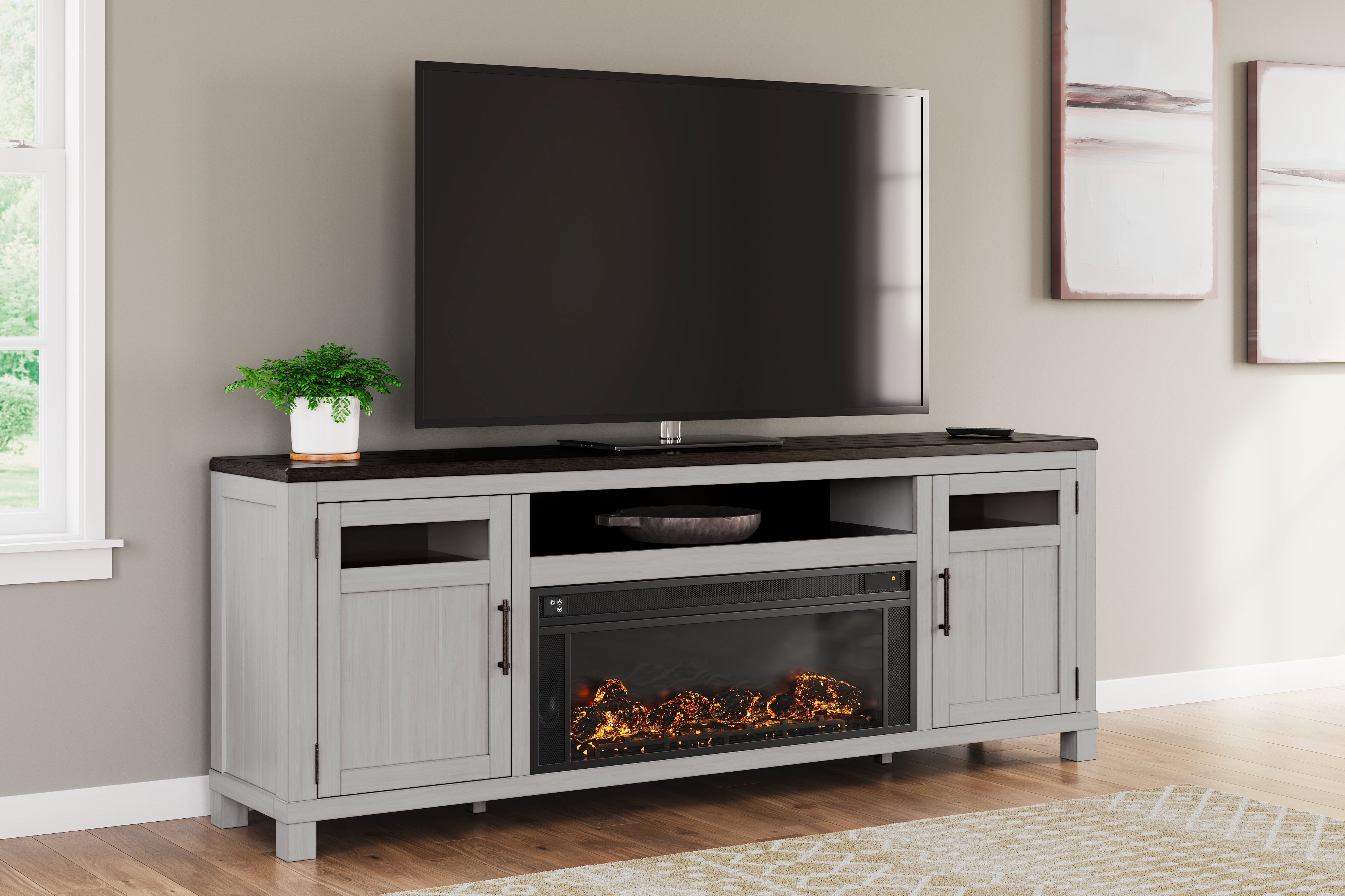 Orleans Furniture - Ashley Furniture - Darborn 88" TV Stand with Electric Fireplace - 88" TV Stand with Electric Fireplace / Gray/Brown - W796W1