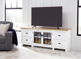 Orleans Furniture - Ashley Furniture - Ashbryn 74" TV Stand - 74" / White/Natural - W844-68