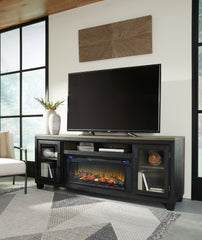 Orleans Furniture - Ashley Furniture - Foyland 83" TV Stand with Electric Fireplace - 83" TV Stand with Electric Fireplace / Black/Brown - W989W1