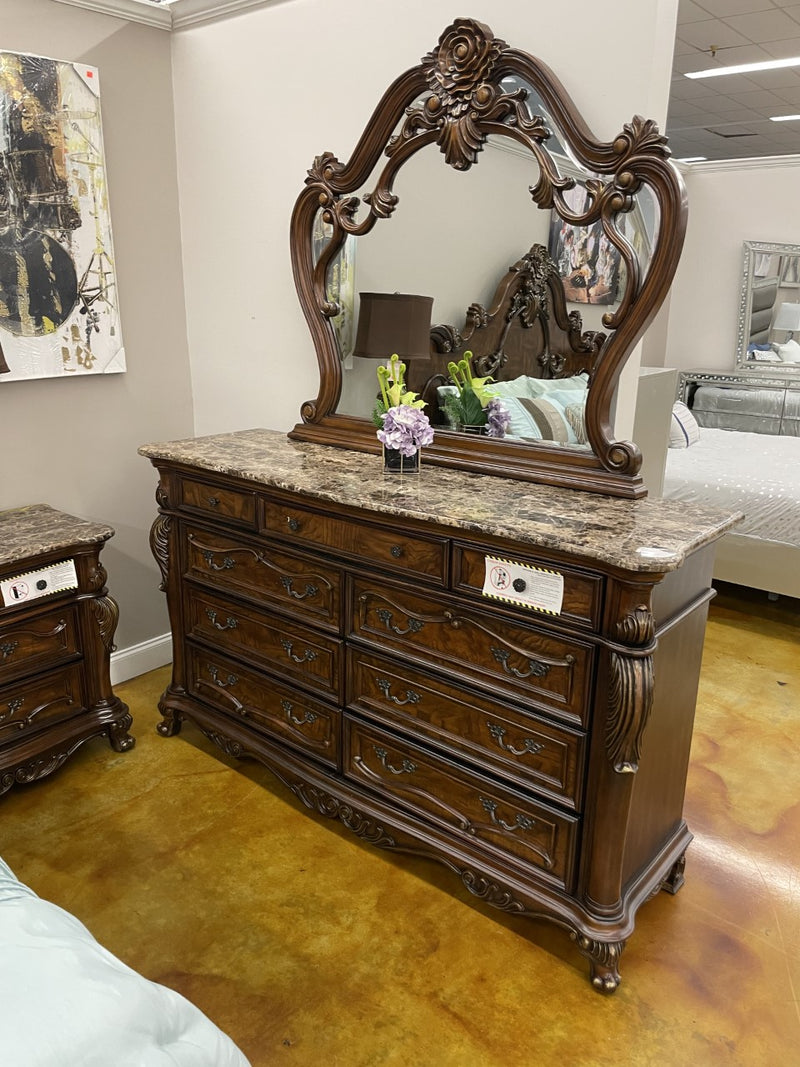 Load image into Gallery viewer, Samara Bed with Dresser Mirror and Nightstand
