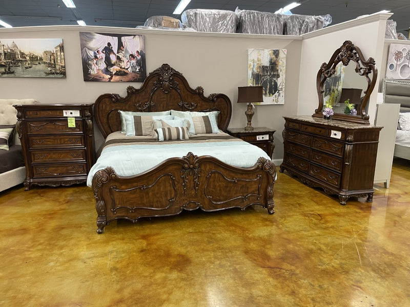 Load image into Gallery viewer, Samara Bed with Dresser Mirror and Nightstand
