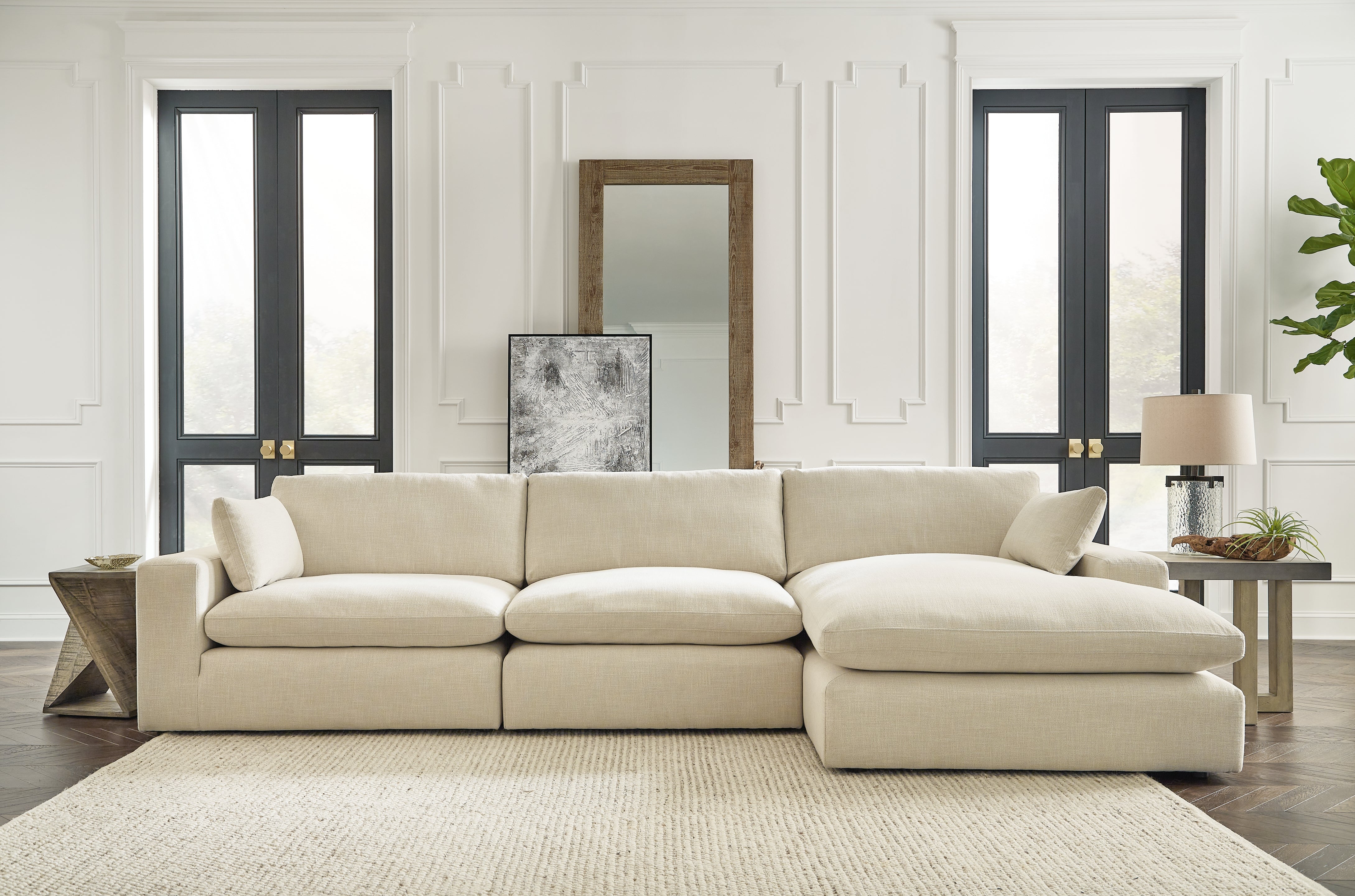Orleans Furniture - Ashley Furniture - Elyza Sectional - RAF 3-Piece Sectional with Chaise / Linen - 10006S4