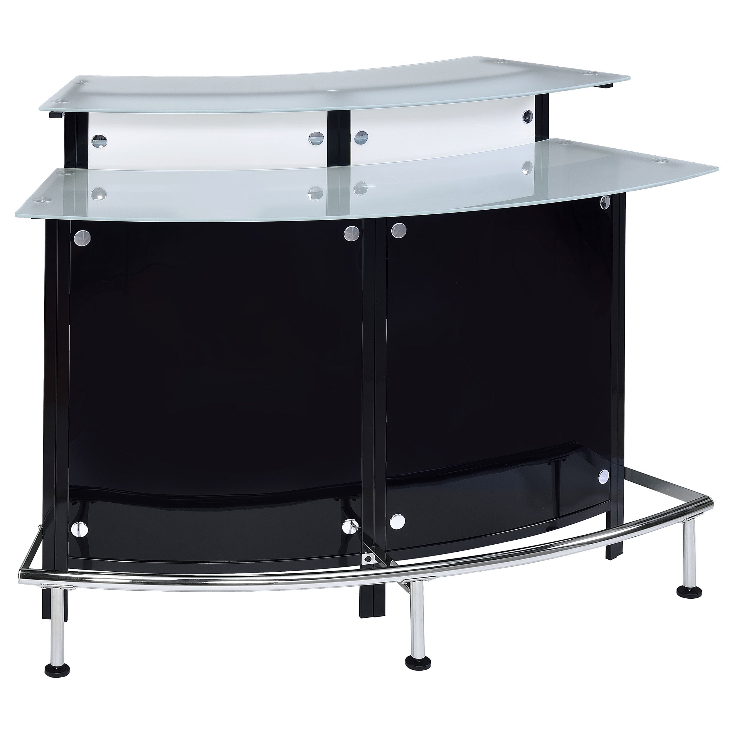 Orleans Furniture - Coaster - Keystone Curved Glass Top Home Bar Wine Cabinet Black - 100139