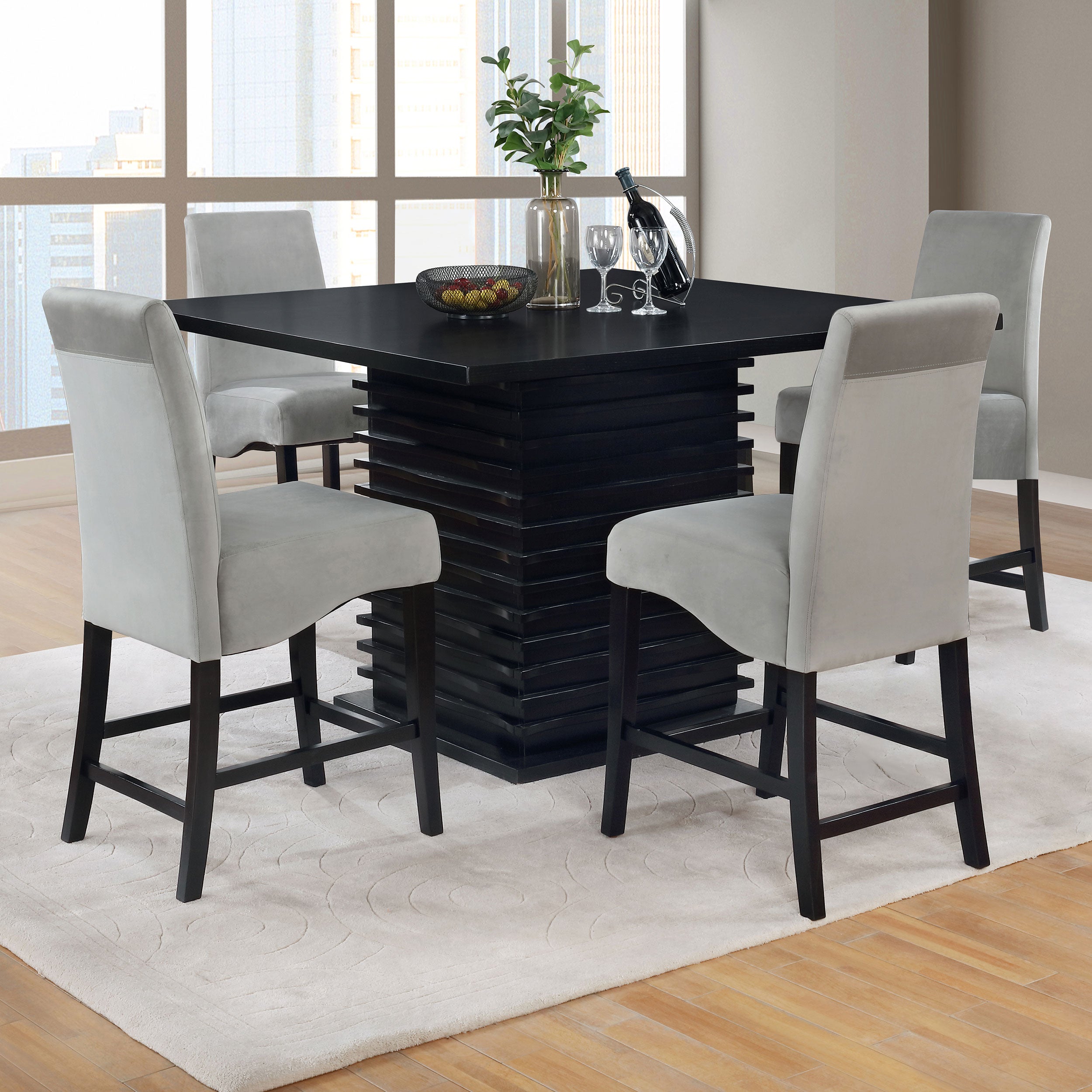 Orleans Furniture - Coaster - Stanton 5-piece Square Counter Height Dining Table Set Grey - 102068-S5