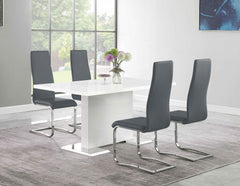 Orleans Furniture - Coaster - Anges 5-piece Dining Table Set White High Gloss and Grey - 102310-S5G