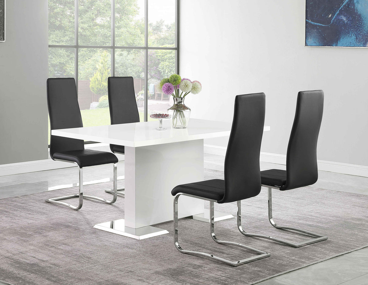 Orleans Furniture - Coaster - Anges 5-piece Dining Table Set White High Gloss and Black - 102310-S5K
