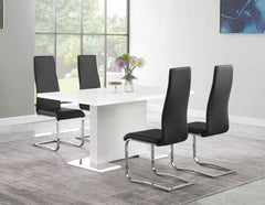 Orleans Furniture - Coaster - Anges 5-piece Dining Table Set White High Gloss and Black - 102310-S5K