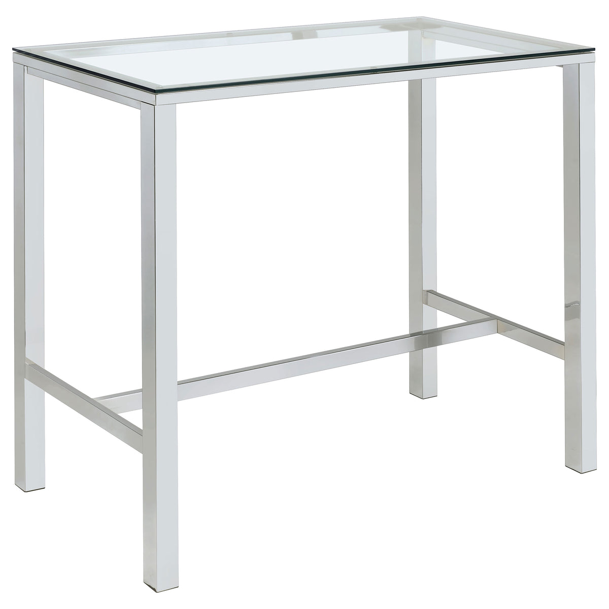 Orleans Furniture - Coaster - Tolbert Rectangular 47-inch Glass Top Pub Bar Table Chrome - 104873