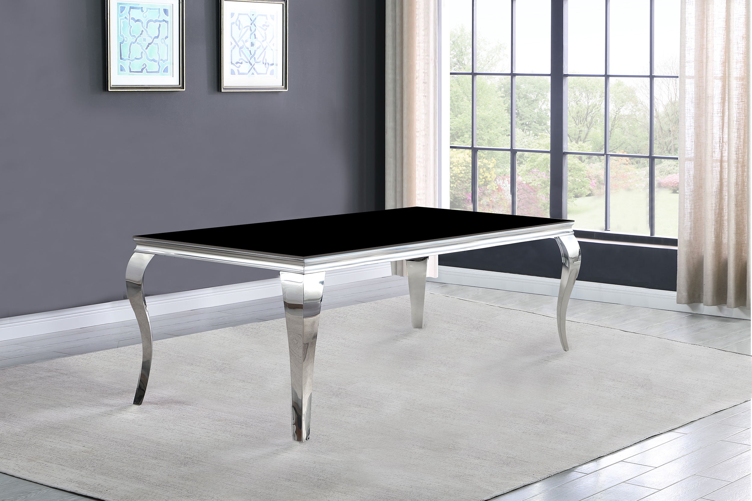 Orleans Furniture - Coaster - Carone Rectangular 61-inch Glass Top Dining Table Black - 105071