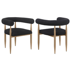 Orleans Furniture - Coaster - Dunmore Boucle Upholstered Dining Arm Chair Black (Set of 2) - 105762