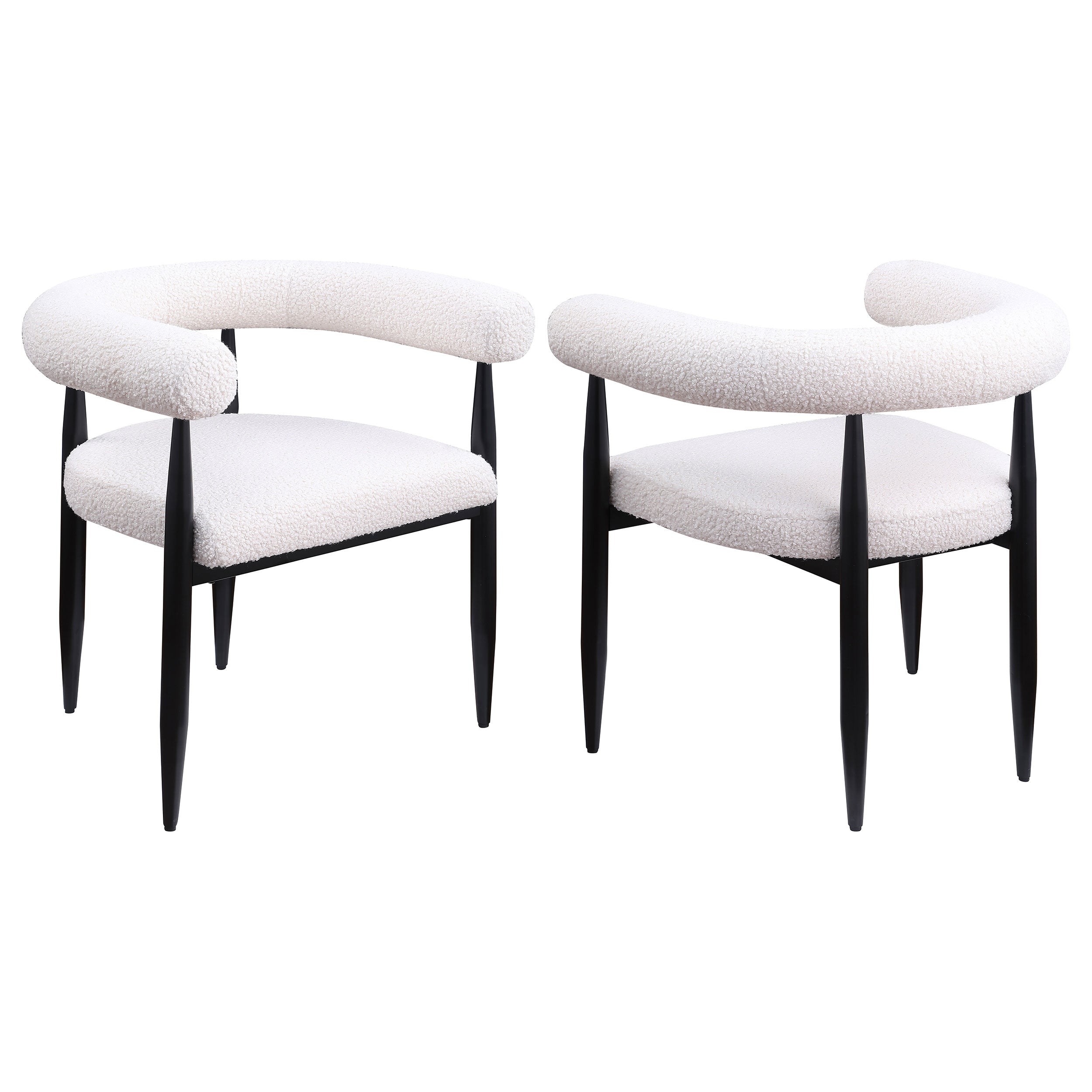 Orleans Furniture - Coaster - Dunmore Boucle Upholstered Dining Arm Chair Cream (Set of 2) - 105782