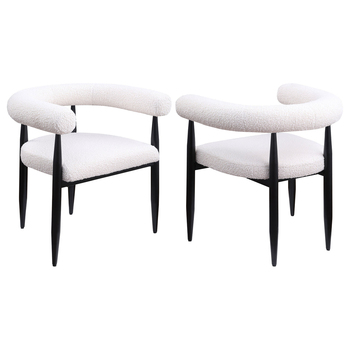 Orleans Furniture - Coaster - Dunmore Boucle Upholstered Dining Arm Chair Cream (Set of 2) - 105782