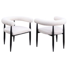 Orleans Furniture - Coaster - Dunmore Boucle Upholstered Dining Arm Chair Cream (Set of 2) - 105782
