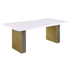 Orleans Furniture - Coaster - Carla 80-inch Cultured Carrara Marble Top Dining Table White - 106651