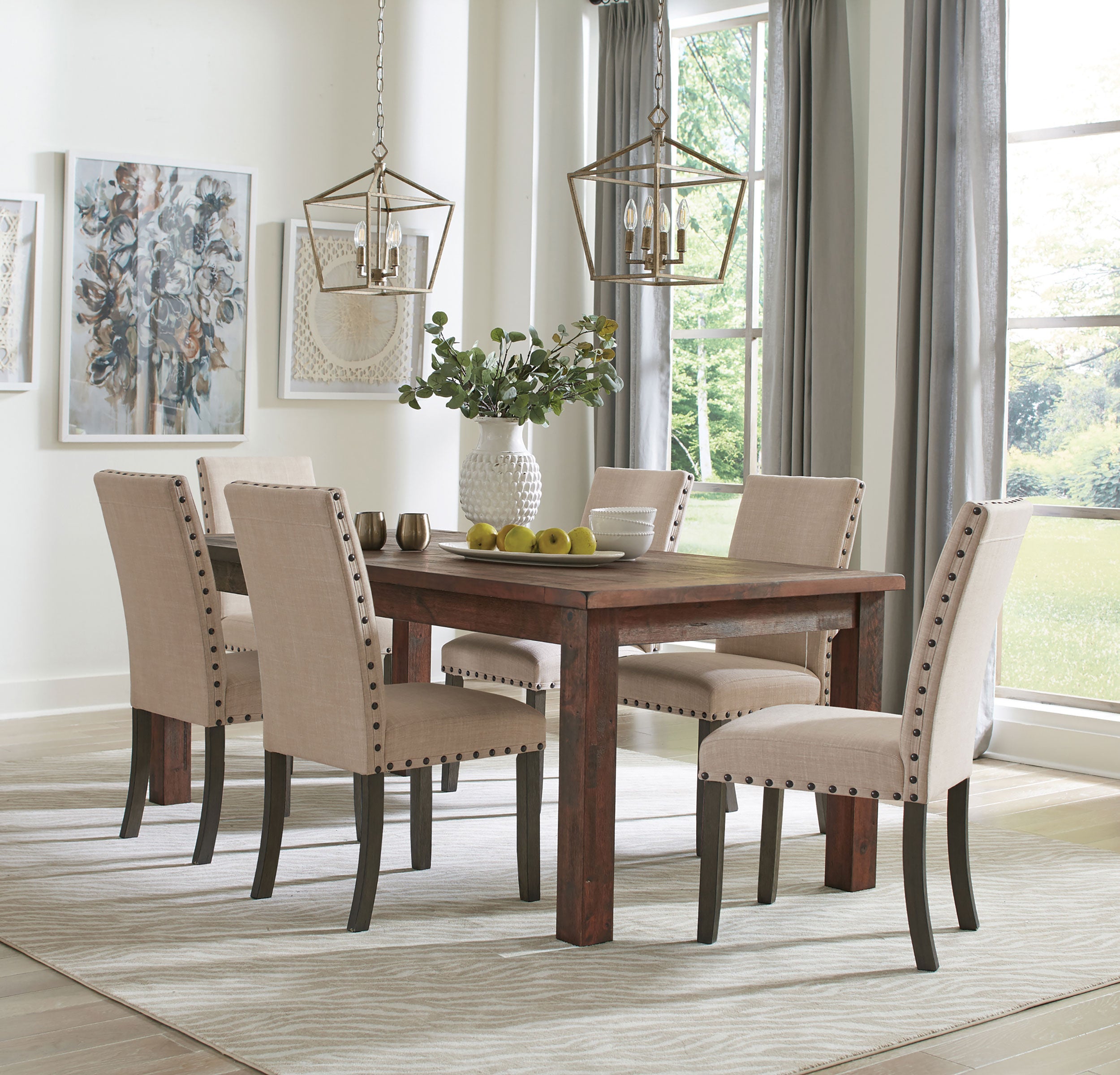 Orleans Furniture - Coaster - Coleman 7-piece Rectangular Dining Set Rustic Golden Brown - 107041-S7A