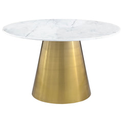 Orleans Furniture - Coaster - Ambrose Round 50-inch Marble Top Dining Table Brushed Gold  - 107600