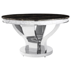 Orleans Furniture - Coaster - Anchorage Round 51-inch Glass Top Dining Table Chrome - 107891