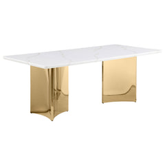 Orleans Furniture - Coaster - Tevlin Rectangular 79-inch Marble Top Dining Table White - 108261