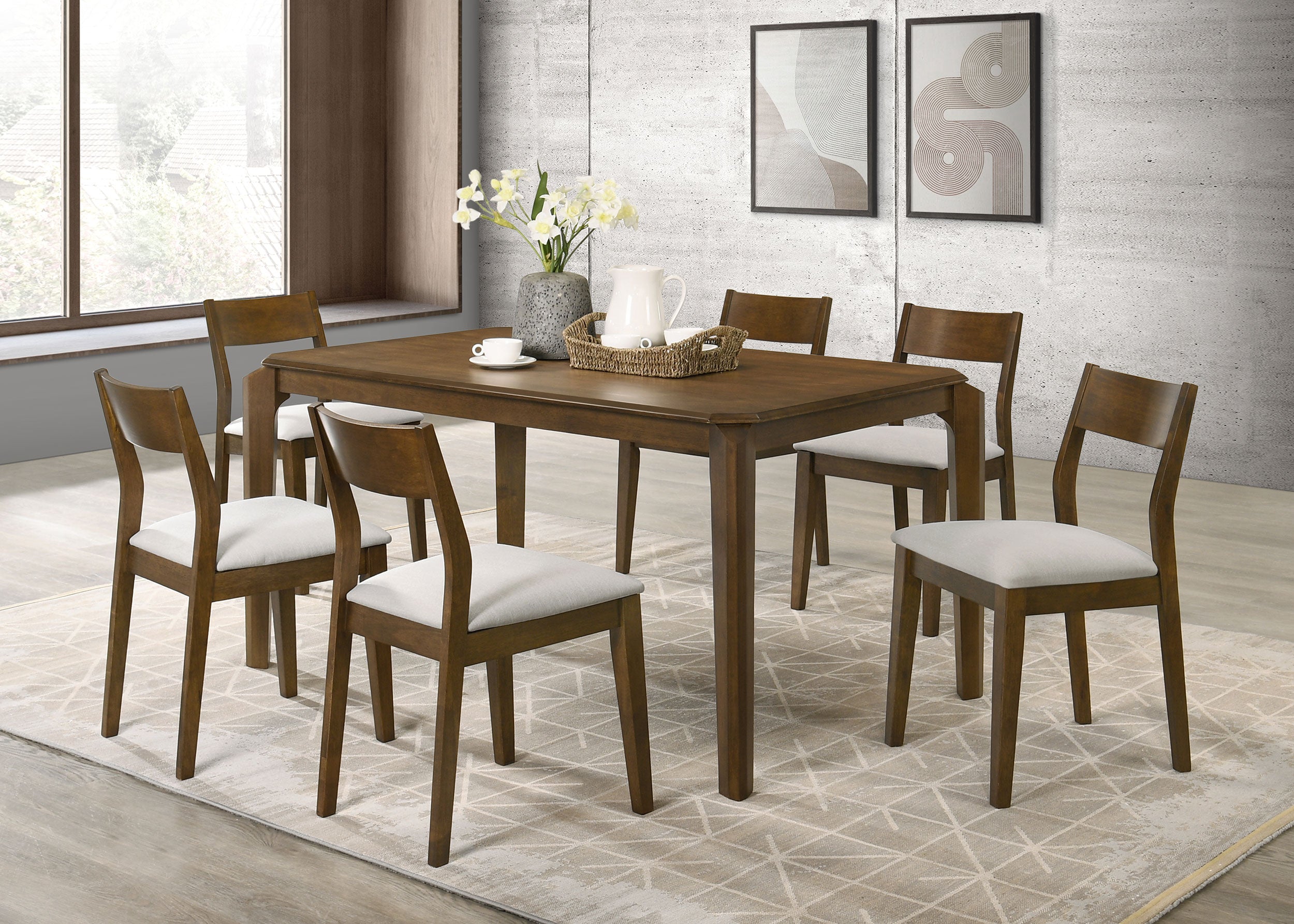 Orleans Furniture - Coaster - Almonte 7-piece 59-inch Rectangular Dining Set Dark Brown - 108921-S7