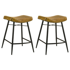 Orleans Furniture - Coaster - Bayu Leather Upholstered Counter Stool Camel (Set of 2) - 109248