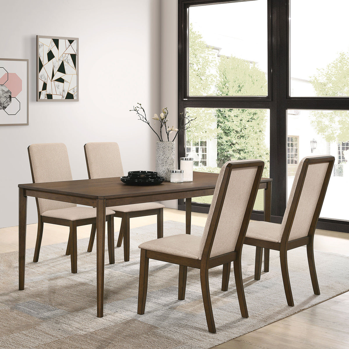 Orleans Furniture - Coaster - Wethersfield 5-piece Rectangular Dining Table Set Walnut - 109841-S5