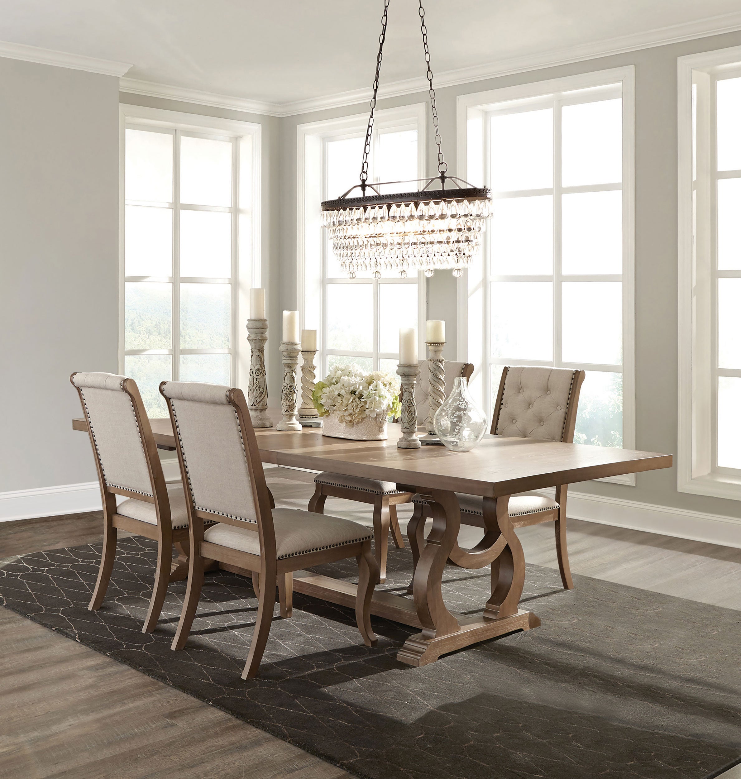 Orleans Furniture - Coaster - Brockway 5-piece Extension Leaf Dining Set Barley Brown - 110291-S5