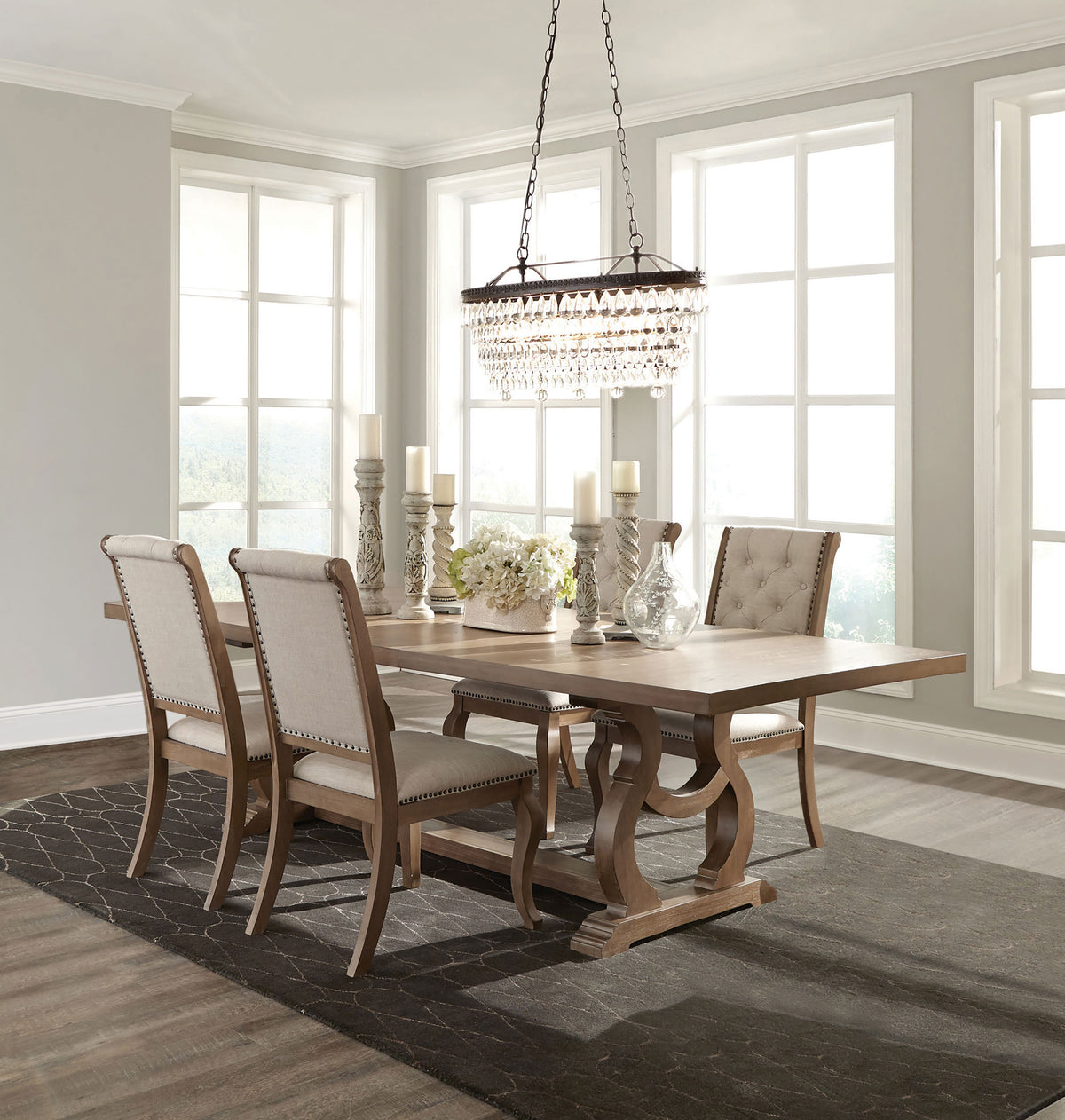 Orleans Furniture - Coaster - Brockway 5-piece Extension Leaf Dining Set Barley Brown - 110291-S5
