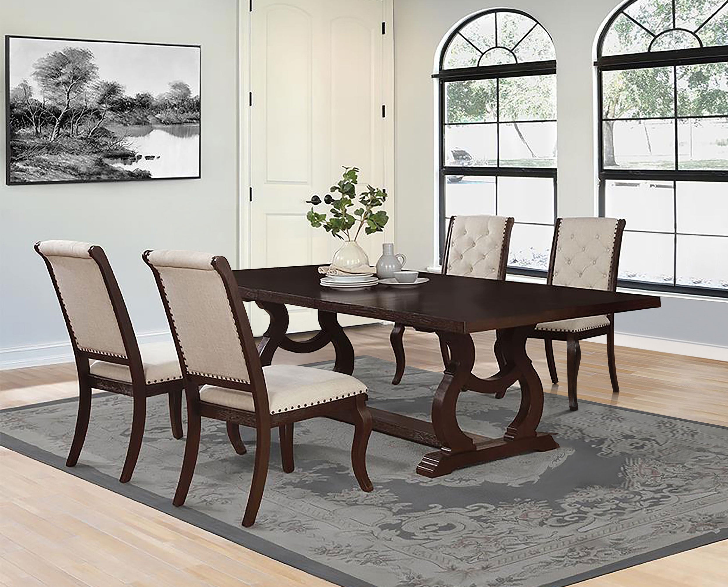 Orleans Furniture - Coaster - Brockway 5-piece Extension Leaf Dining Set Antique Java - 110311-S5